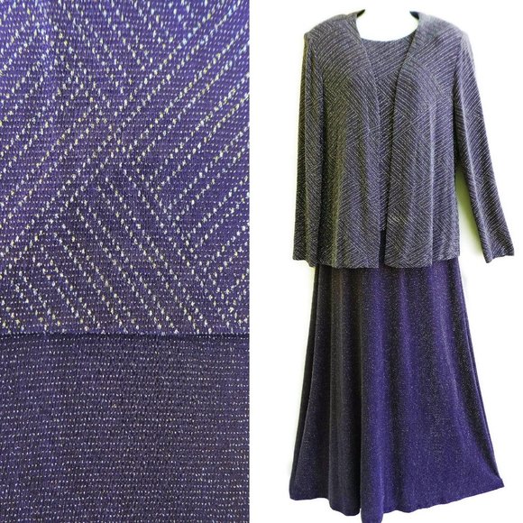Alex Evenings Dresses & Skirts - Alex Evenings 2pc Purple Gown Mother of the Bride Metallic Silver Modest 16